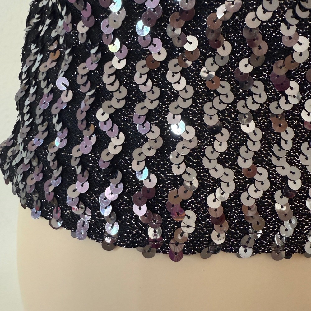 VTG Sparkly Sequin Halter Top M Sleeveless Glittery Party Night Club Disco Y2K - Picture 12 of 15